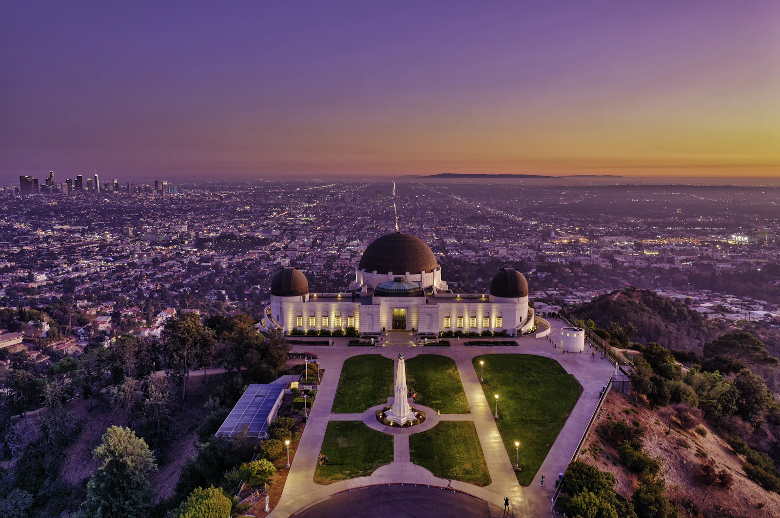 Griffith Observatory aerial view of Los Angeles