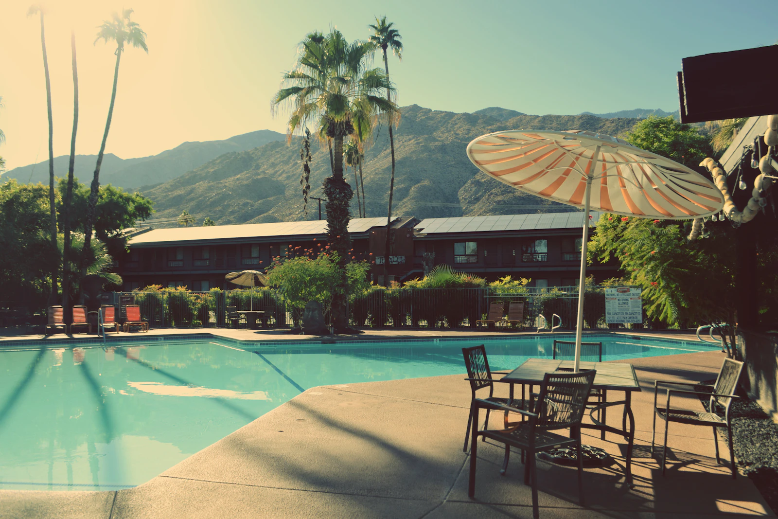 Palm Springs resort pool with sun