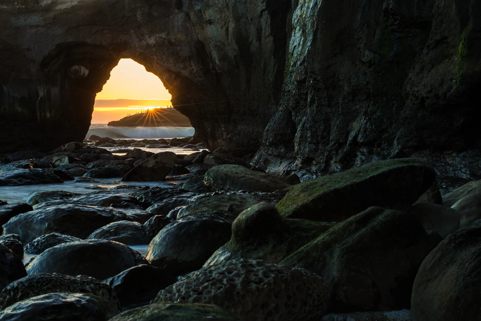 Monterey rock arch on the coast